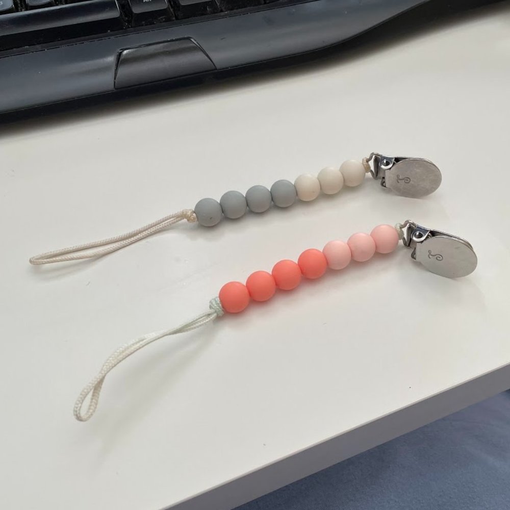 3x Silicone Bead Pacifier Clips
